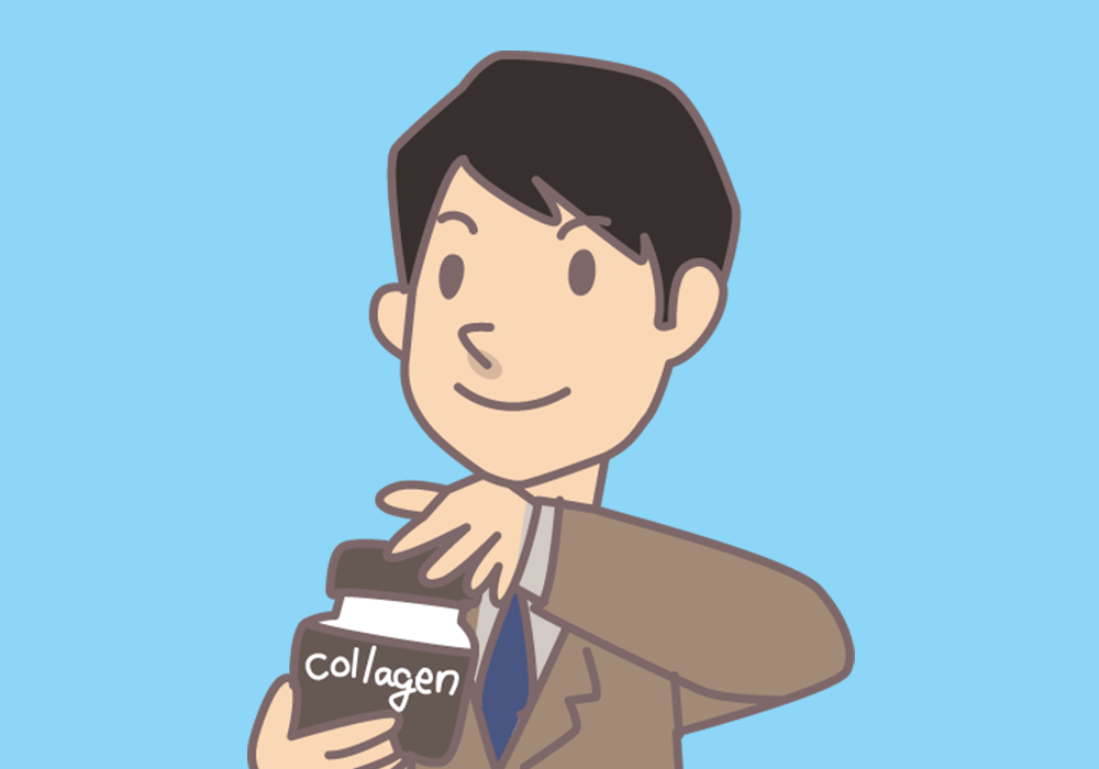 コラーゲンのサプリを飲む男性